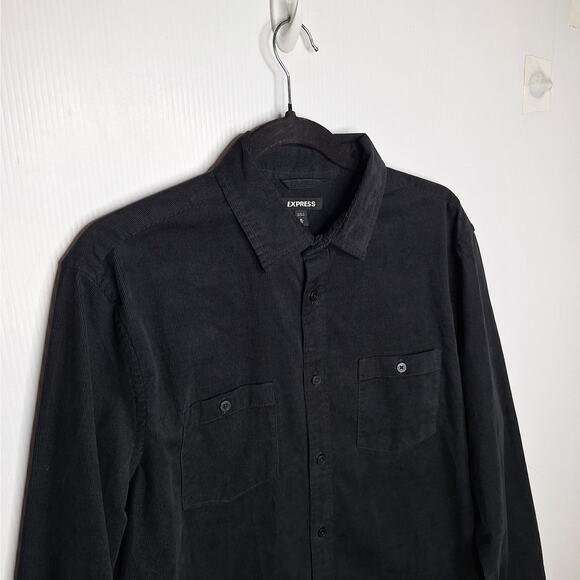 Express Men's Corduroy Long Sleeve Shirt Medium Pinwale Button Up Casual Goth - Picture 6 of 8
